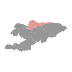 Obraz premium Chuy region map, administrative division of Kyrgyzstan. Vector illustration.