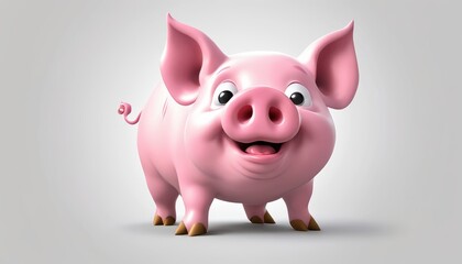 A cartoon pink pig with a big smile