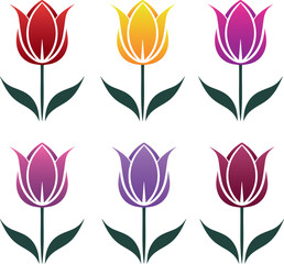collection of colored tulips icons for the website
