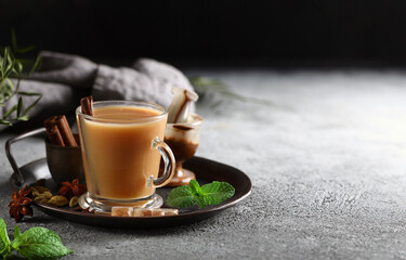 traditional masala tea with spices and milk