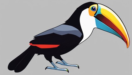 A cartoon bird with a long beak and colorful feathers