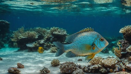 Fototapeta na wymiar Fish and Creatures in the Ocean and Sea