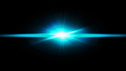 Glowing stripe. Blue flashe of light on a black background. Glowing abstract background with light effect.