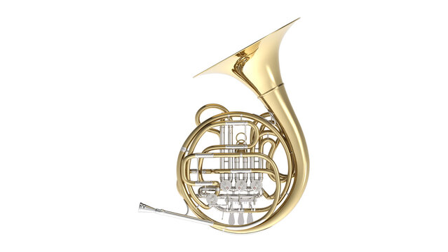 French Horn CG Rendering Image ホルン フレンチ ホルン 透過PNG	
