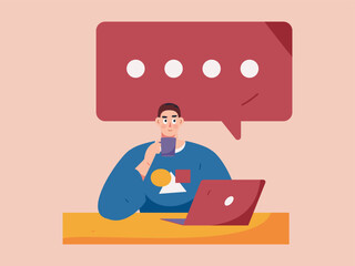 Flat vector illustration of business people operating work scene
