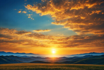 Obraz premium sunset over the mountains