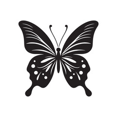 Achromatic Harmony: Butterfly Silhouette in Monochromatic Elegance, Nature's Ballet in Black and White
