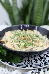 chicken stroganoff with sour cream, fresh greens, and rice. Paprika Chicken Stroganoff