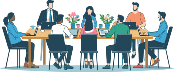 group of people meeting illustration