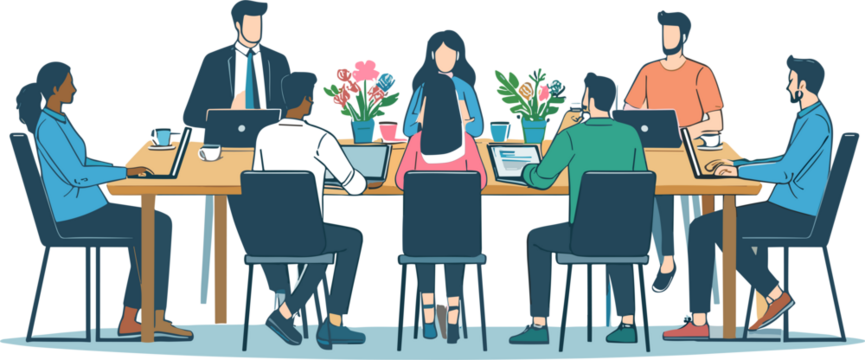 group of people meeting illustration