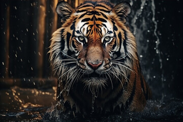 Fototapeta na wymiar Tiger's Majesty: Stripes of the Wild