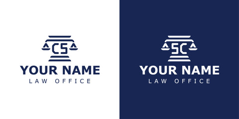 Letter CS and SC Legal Logo, suitable for lawyer, legal, or justice with CS or SC initials - obrazy, fototapety, plakaty