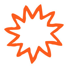 Hand drawn Sun painted with ink brush