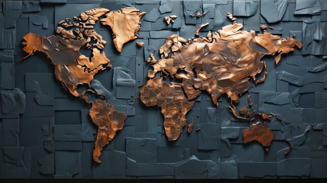 A masterpiece of creativity, this intricate jigsaw puzzle art depicts a beautifully detailed map of the world, inviting exploration and inspiring wanderlust
