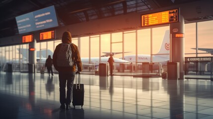 Fototapeta premium Airport Dynamics: People Walking Inside, Business Travel Concept