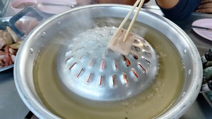 boiling water in a pan
