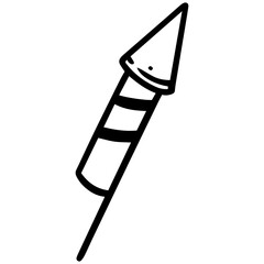 Firework rocket sign hand drawn black color in cartoon style vector
