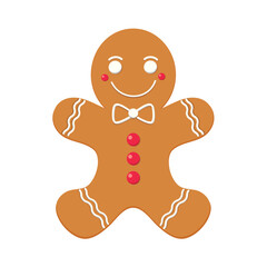 Gingerbread man vector illustration isolated on white background.