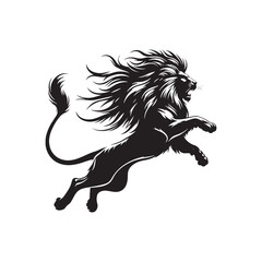 Stealth and Power: Lion Attacking Silhouette Strikes a Formidable Pose in the African Wilderness
