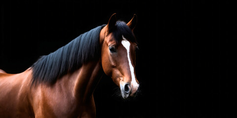 Obraz premium portrait of a Horse on a black background