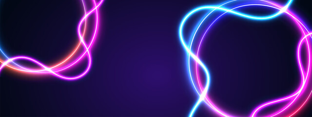 Abstract glowing neon lights background. Futuristic technology illustration.	
