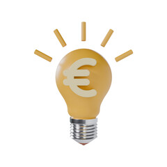 Idea make money euro light bulb 3d illustration