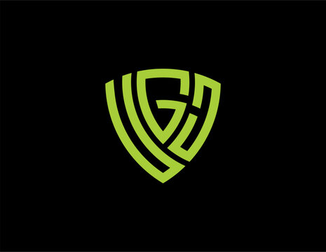 UGJ creative letter shield logo design vector icon illustration