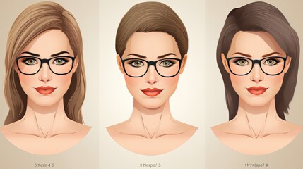 Obraz premium Beautiful different women with glasses, image and health about vision, generative AI