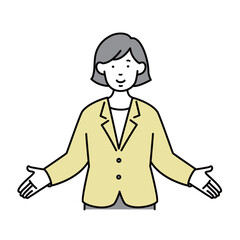 両手を広げる女性のビジネスパーソンのイラスト素材