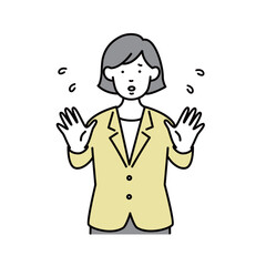 両手で止める女性のビジネスパーソンのイラスト素材