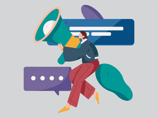 Flat vector illustration of business people operating work scene
