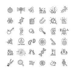 Bioengineering outline Icons. Linear dot style Icons. Vector illustration