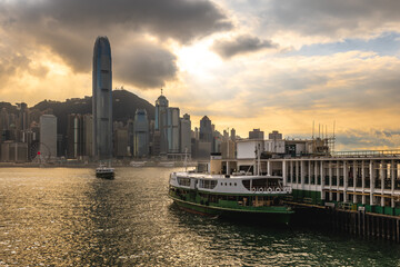 Star ferry peir and Victoria Harbor at Tsim Sha Tsui, Kowloon, Hong Kong