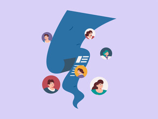 Flat vector illustration of business people operating work scene
