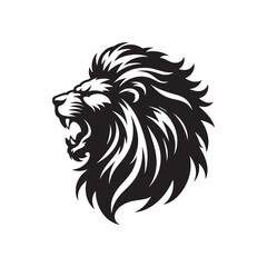 Lion Face Silhouette: Roaring Dominance, Majestic Mane, and Intense Eyes Conveying the Commanding Presence of the King of the Jungle
