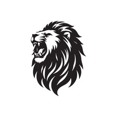 Silhouette of a Lion's Face: Bold Roar, Majestic Mane, and Intense Gaze, Portraying the King of the Jungle's Power - Lion Face Silhouette
