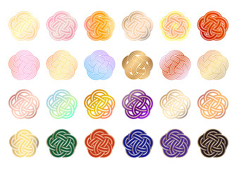 梅結び 水引き グラデーションのカラフルな梅飾りのイラスト  バリエーション アイコン素材