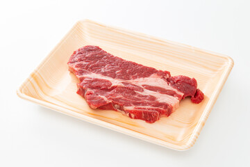 白背景にステーキ肉