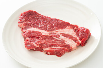 白背景にステーキ肉