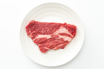 白背景にステーキ肉