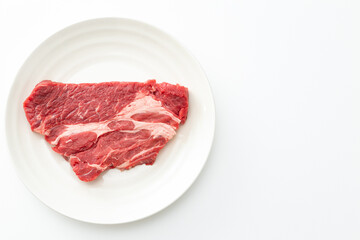 白背景にステーキ肉