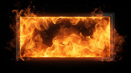 Rectangular frame made of burning flames