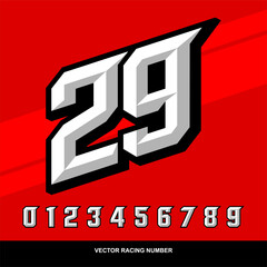 CLEAN AND BOLD RACING NUMBERS SET BUNDELS for motorsport and Cars automotive - obrazy, fototapety, plakaty