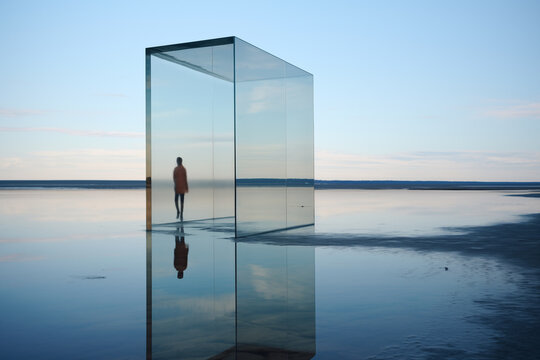 Reflective "2024" in water or mirror surfaces, allowing space for a contemplative quote on self-reflection