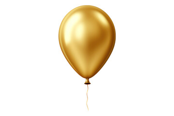Golden balloon isolated on transparent background