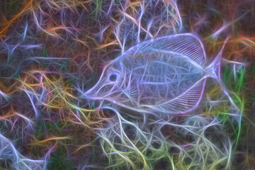 Fish illustration made from digitally modified photo of Yellow Surgeon Fish