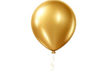Golden balloon isolated on transparent background