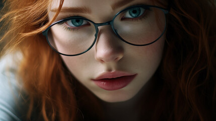 Fototapeta premium Beautiful woman in stylish glasses, portrait.