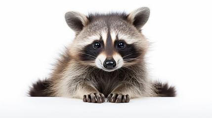 Obraz premium Cute raccoon on a white background.