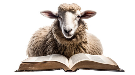 Reading Sheep on White on a transparent background